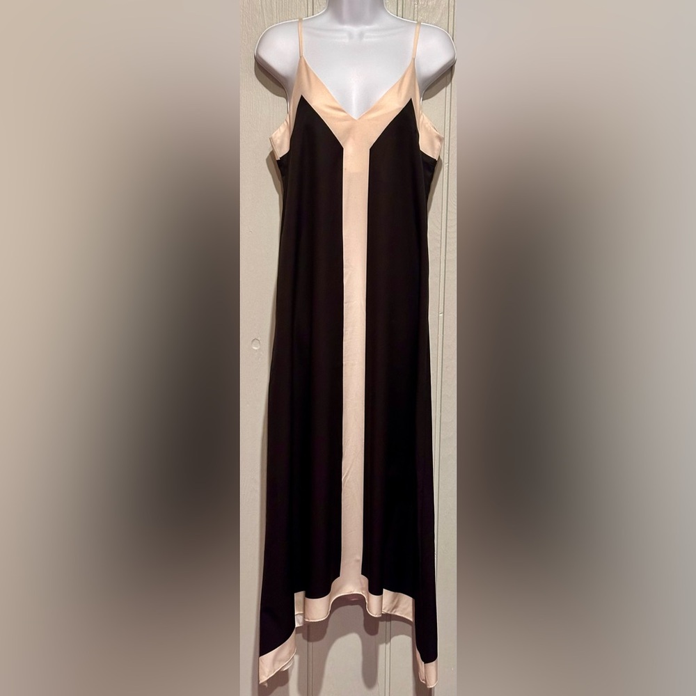 Chic Black & Cream High Low Dress